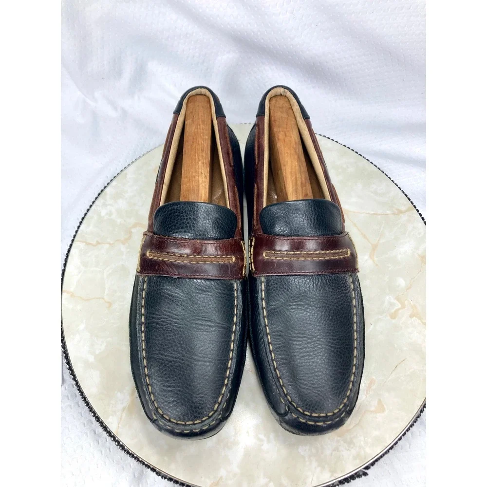 Sperry Top Sider Slip On Driving Loafer Shoes Mens Size 11 Black Leather Preppy